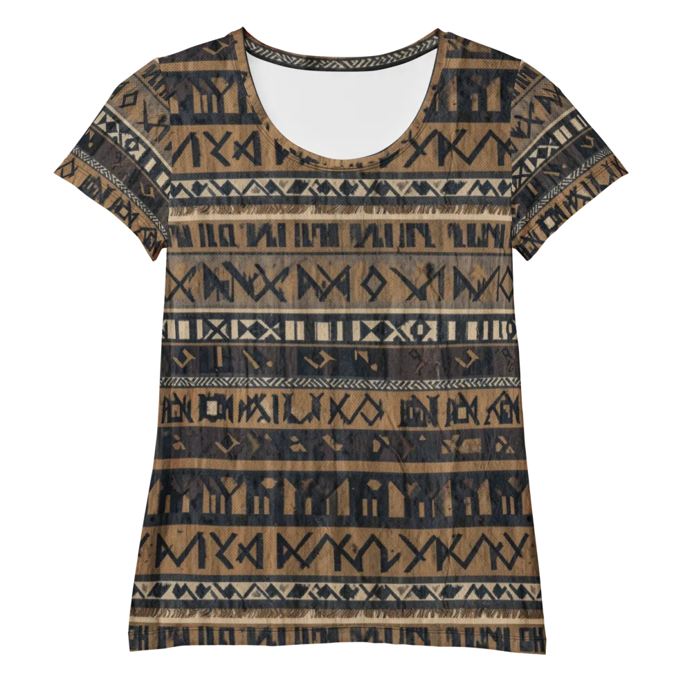 Ochre Glyphs on Women's Athletic T-Shirt — Front