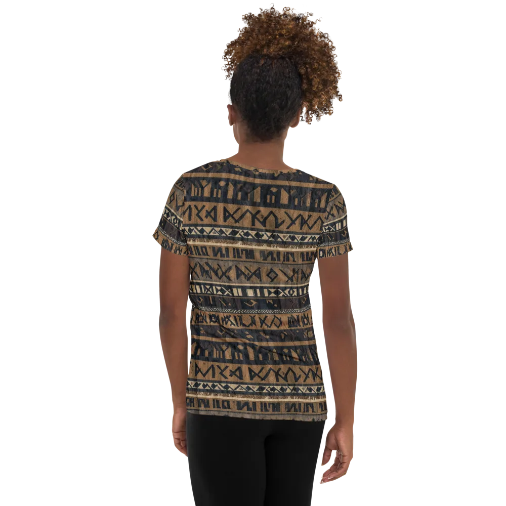 Ochre Glyphs on Women's Athletic T-Shirt — Back