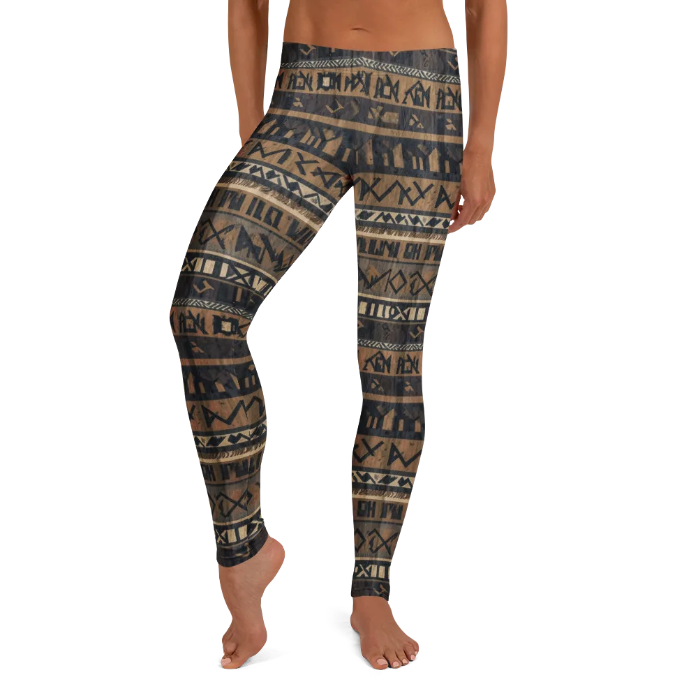 Ochre Glyphs on Leggings — Front