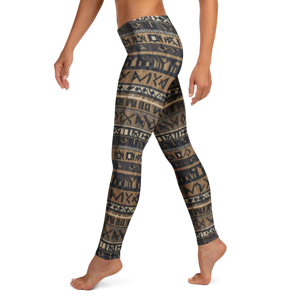 Ochre Glyphs on Leggings — Left