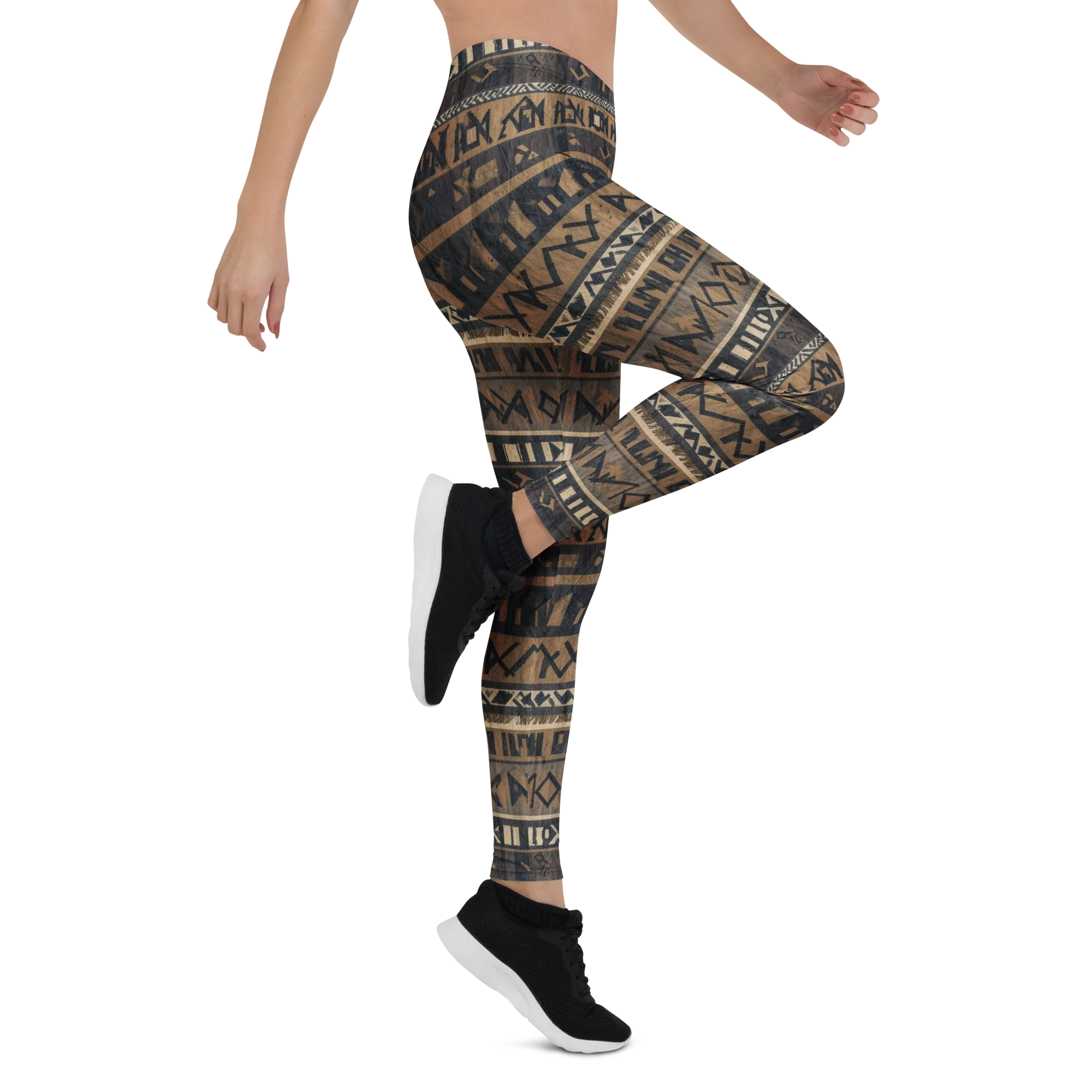 Ochre Glyphs on Leggings — Right