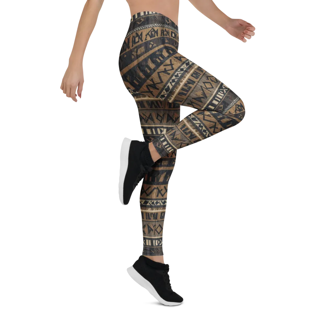 Ochre Glyphs on Leggings — Right