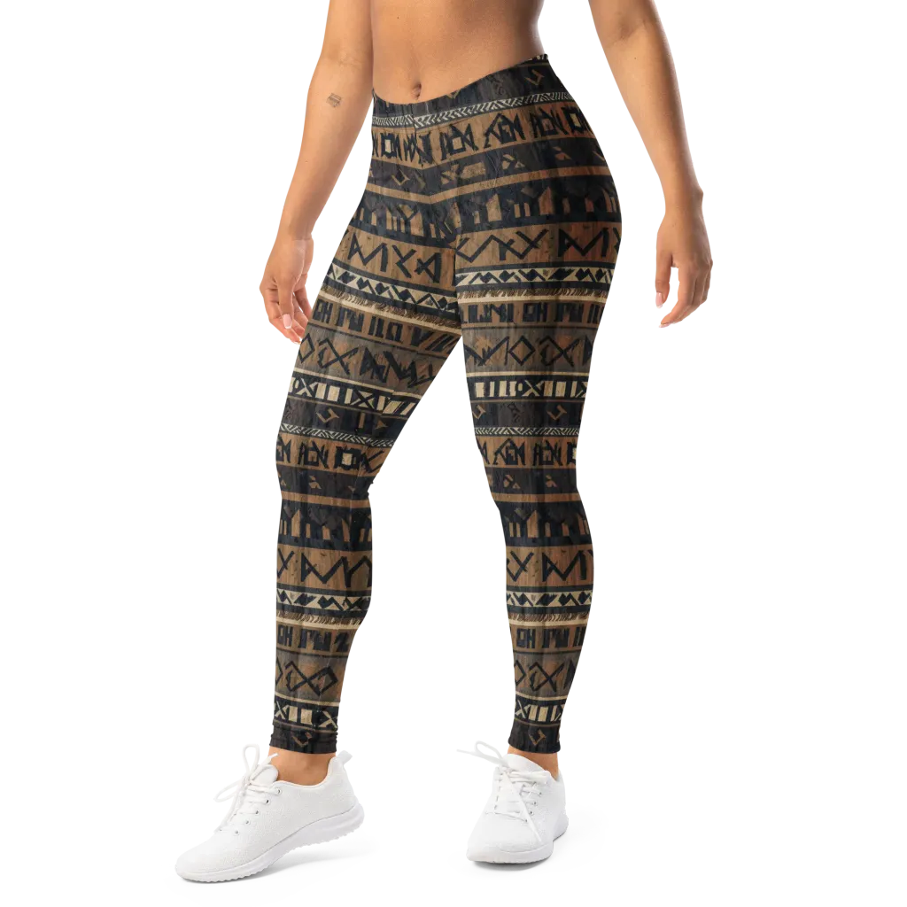 Ochre Glyphs on Leggings — Left Front