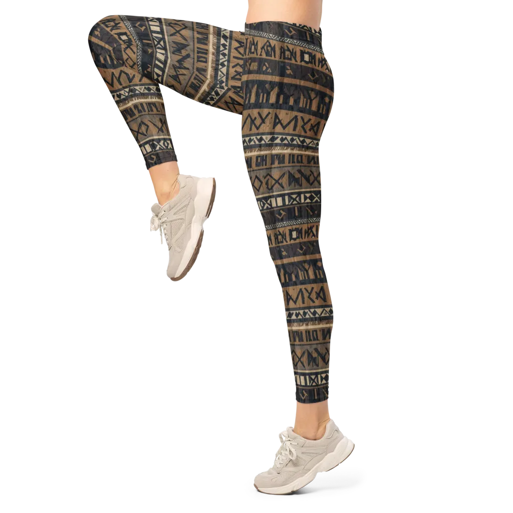 Ochre Glyphs on Leggings — Left