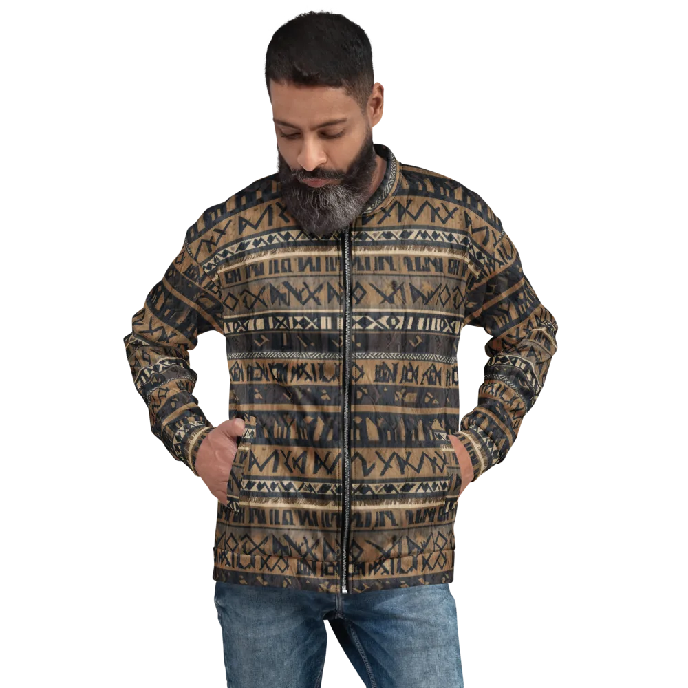 Ochre Glyphs on Bomber Jacket — Front