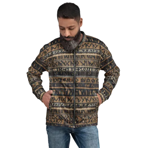 Ochre Glyphs on a Bomber Jacket