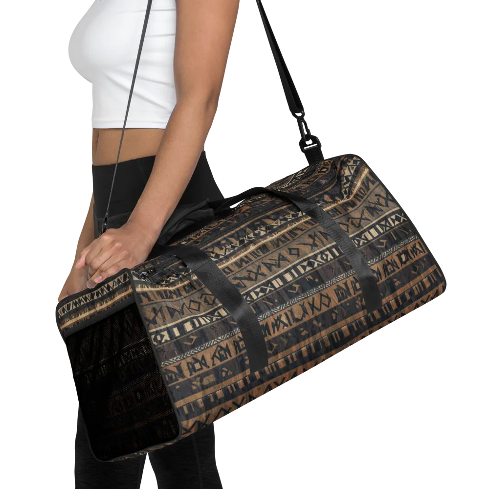 Ochre Glyphs on Duffle Bag — Front