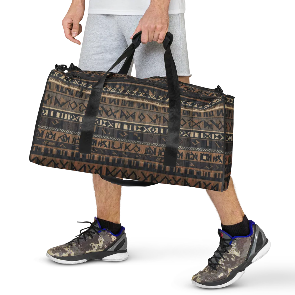Ochre Glyphs on Duffle Bag — Front
