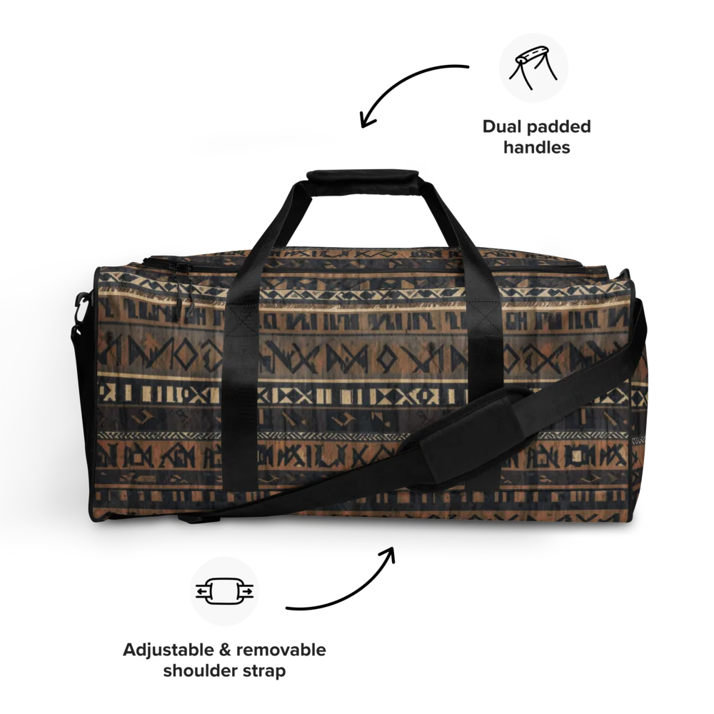 Ochre Glyphs on Duffle Bag — Front
