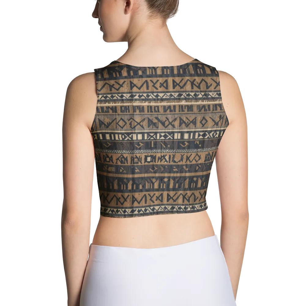 Ochre Glyphs on Crop Top — Back
