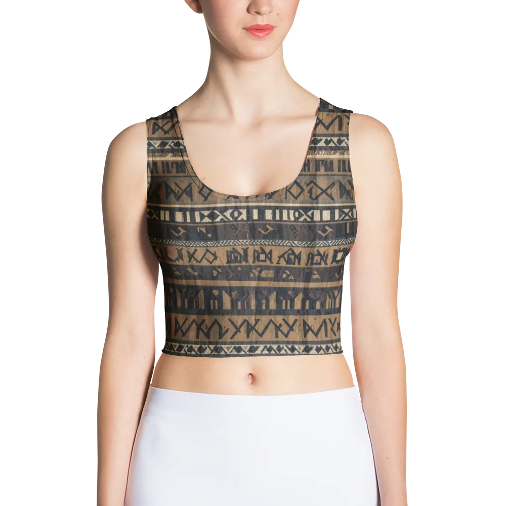 Ochre Glyphs on Crop Top — Front