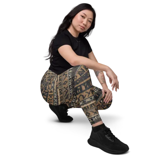 Ochre Glyphs on a Leggings with Pockets
