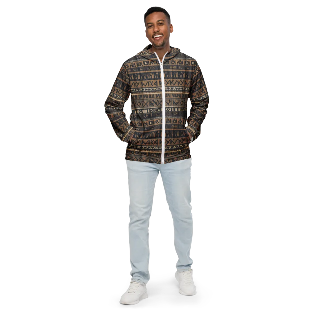 Ochre Glyphs on Men's Windbreaker — Front