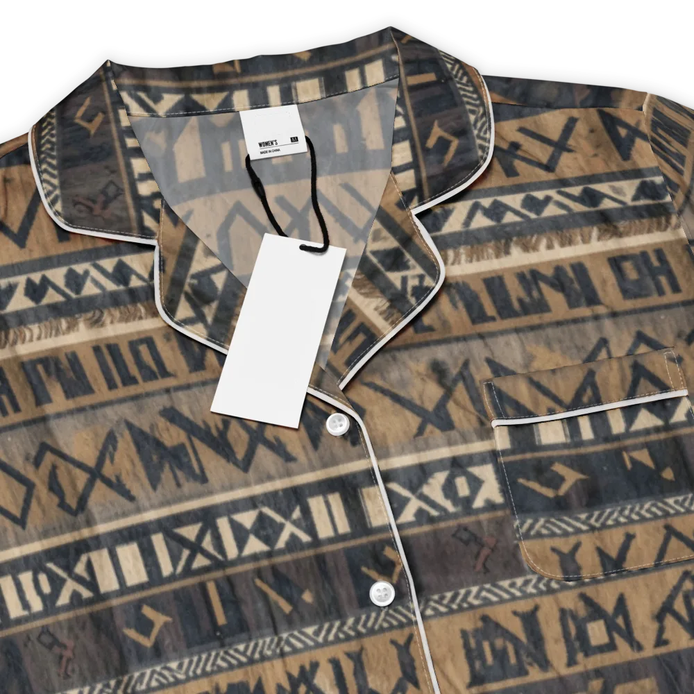 Ochre Glyphs on Women's Short Sleeve Pajama Top — Product details