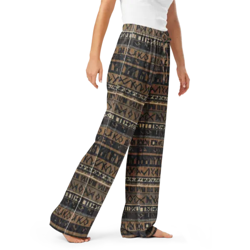 Ochre Glyphs on a Women's Pajama Pants