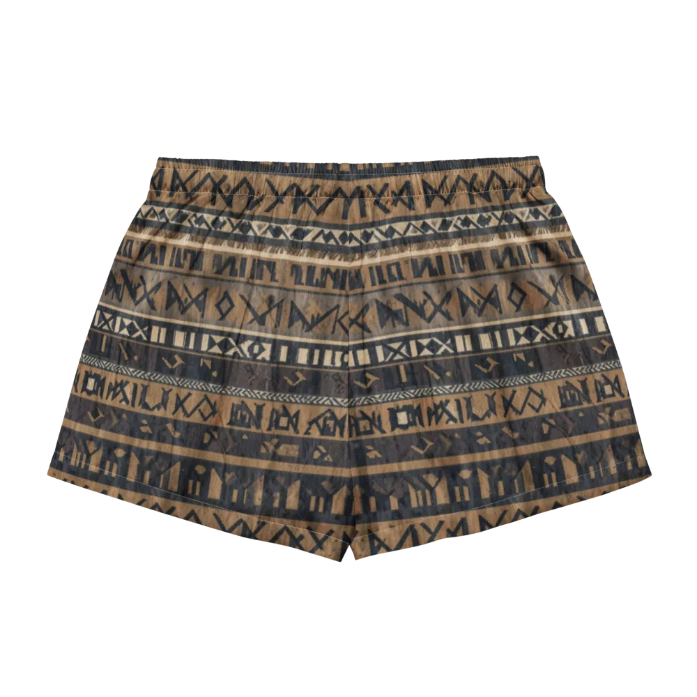 Ochre Glyphs on Women's Pajama Shorts — Back
