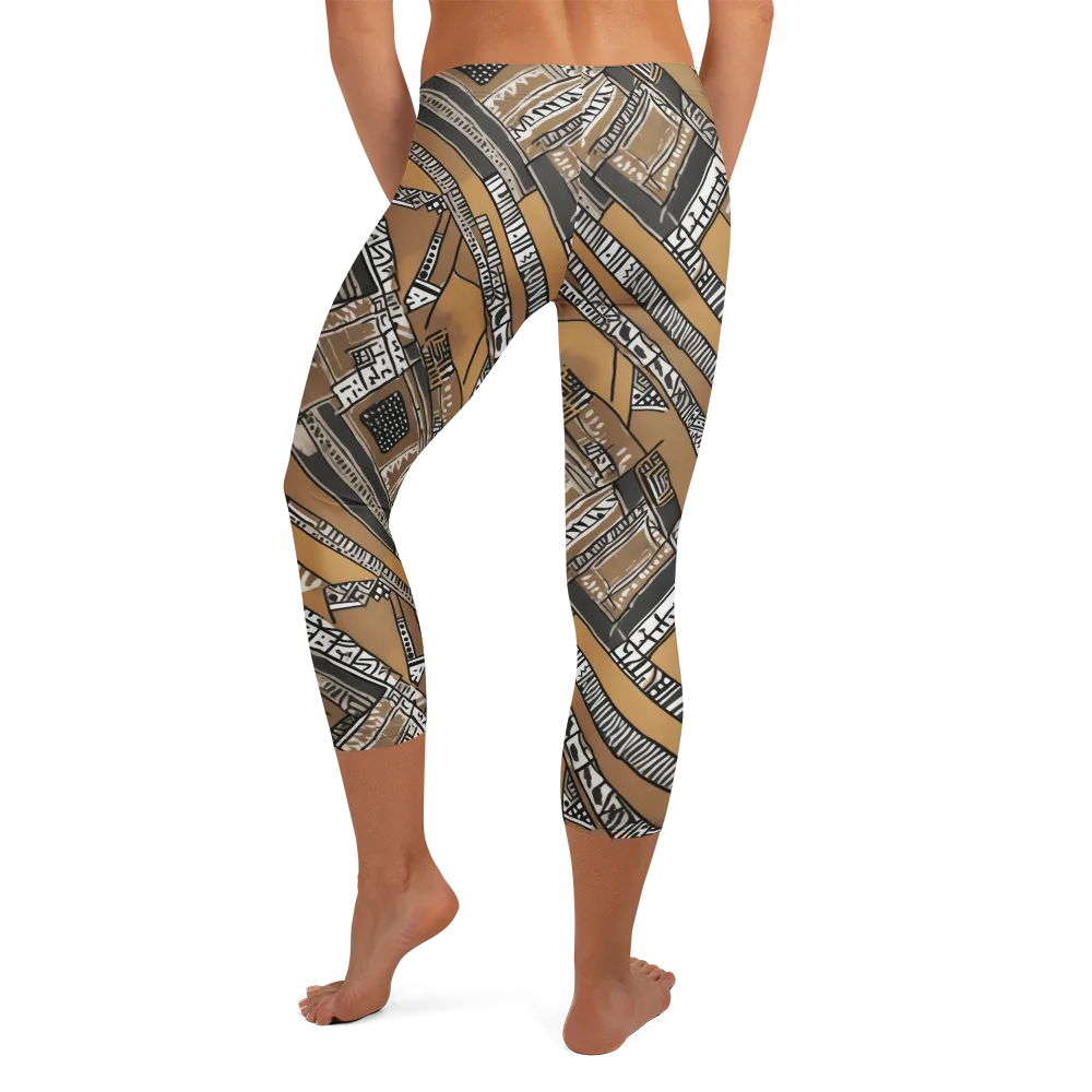 Ochre Cipher on Capri Leggings — Back
