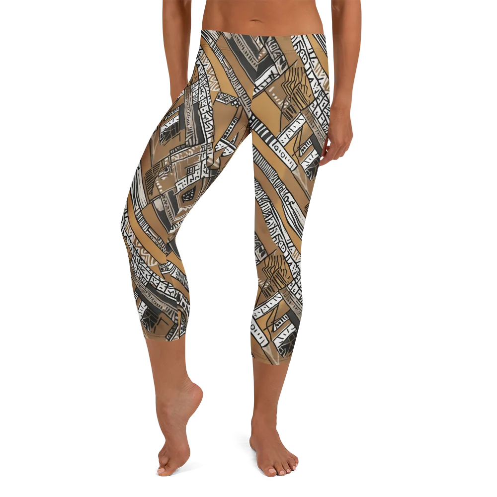 Ochre Cipher on Capri Leggings — Front
