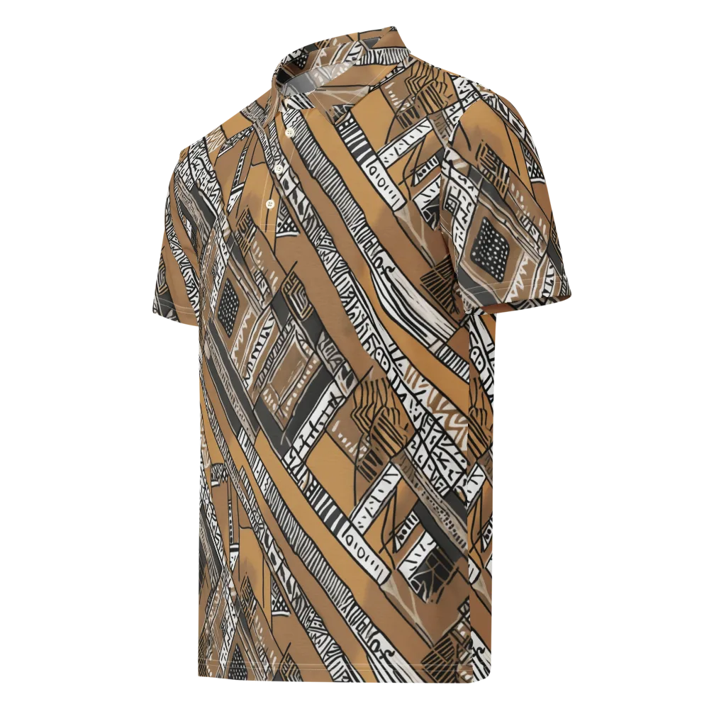 Ochre Cipher on Men's Slim Fit Polo Shirt — Left Front