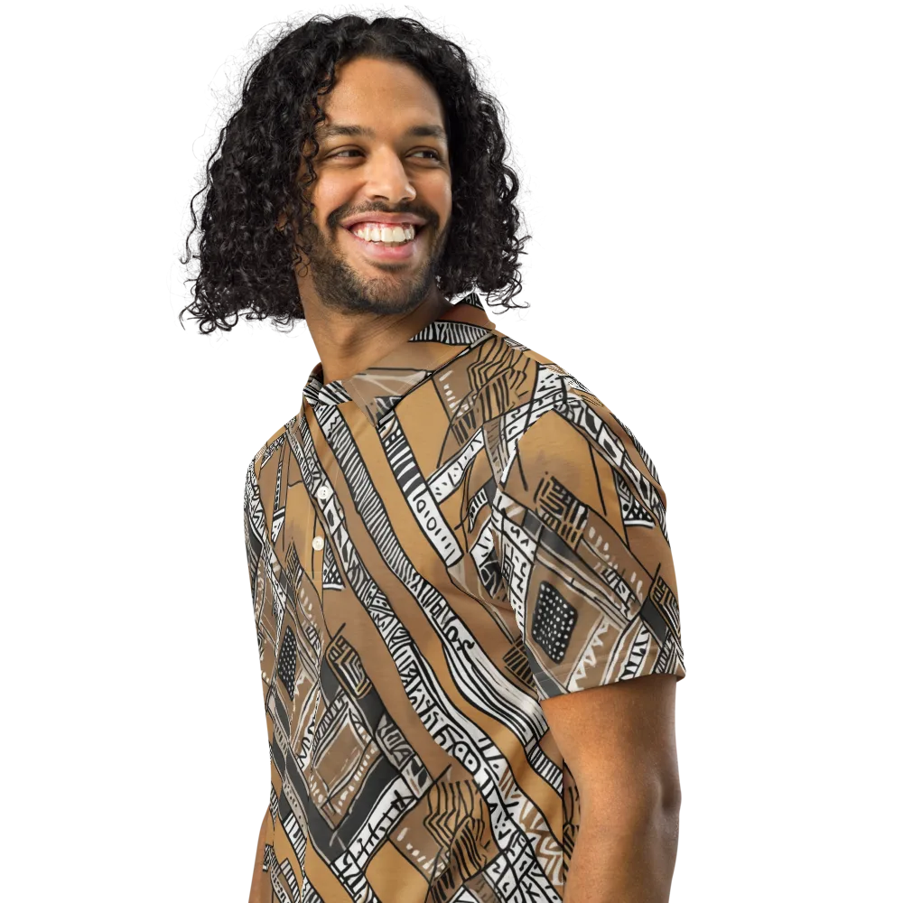 Ochre Cipher on Men's Slim Fit Polo Shirt — Left Front