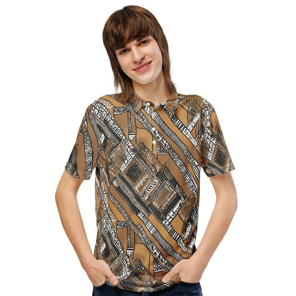 Ochre Cipher on Men's Slim Fit Polo Shirt — Front
