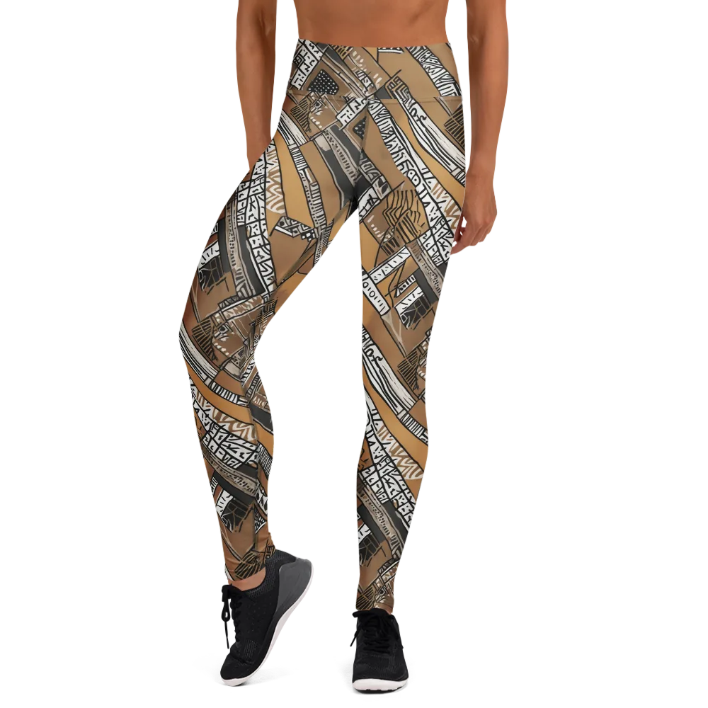 Ochre Cipher on Yoga Leggings — Front