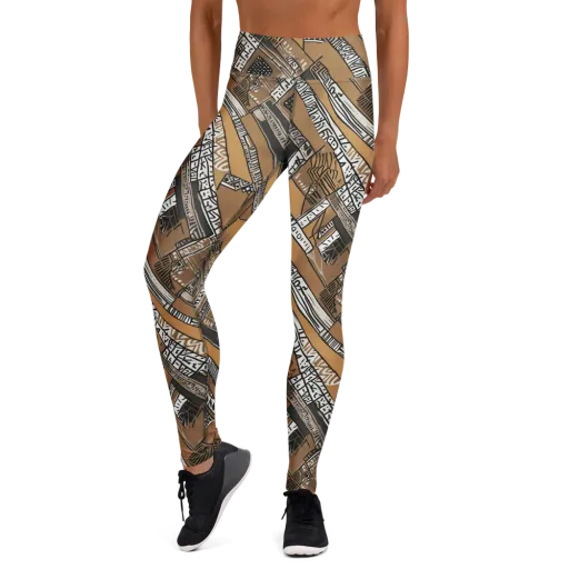 Ochre Cipher on a Yoga Leggings