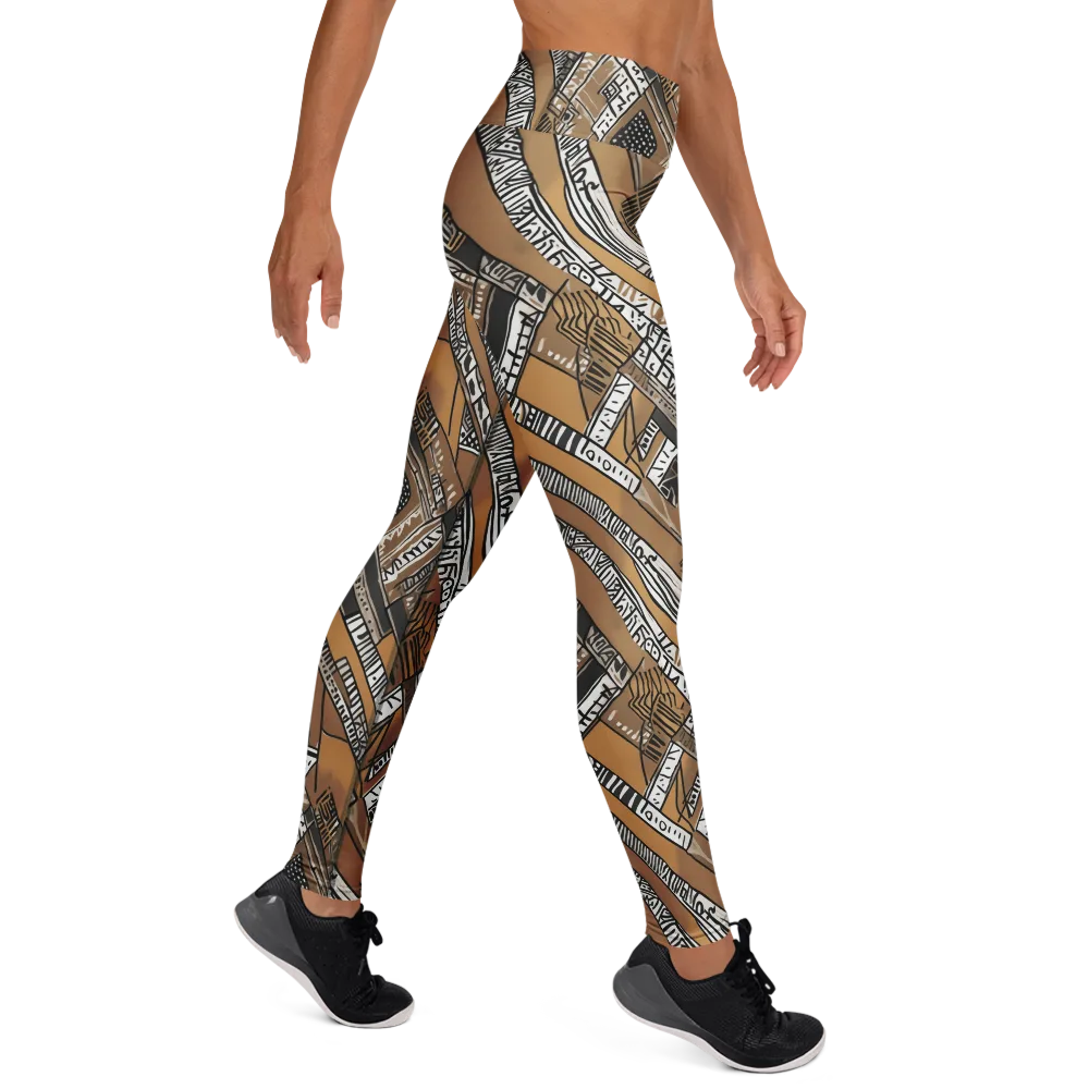 Ochre Cipher on Yoga Leggings — Right