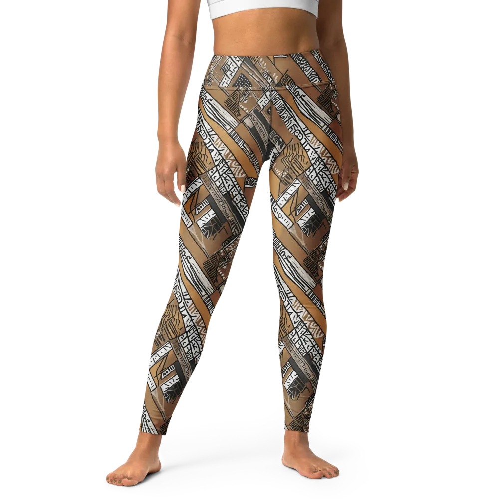 Ochre Cipher on Yoga Leggings — Front