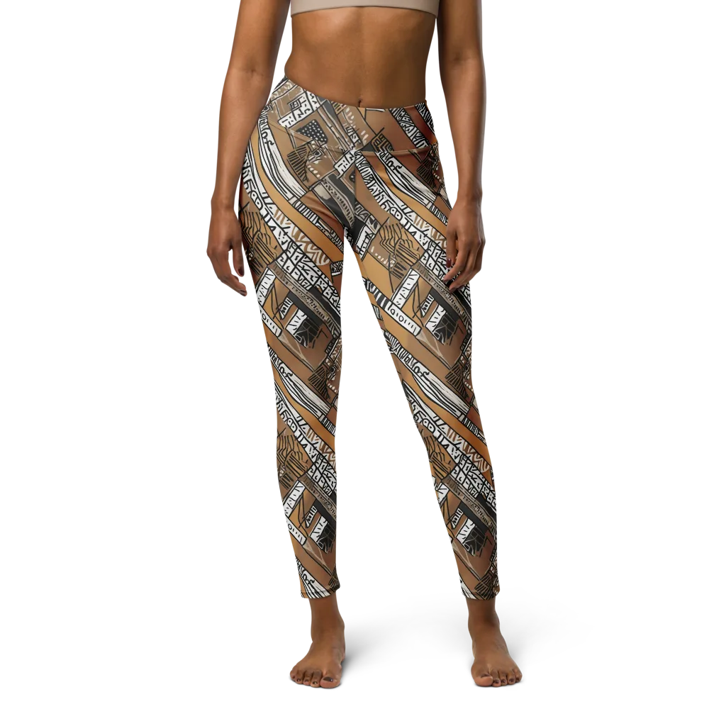 Ochre Cipher on Yoga Leggings — Front