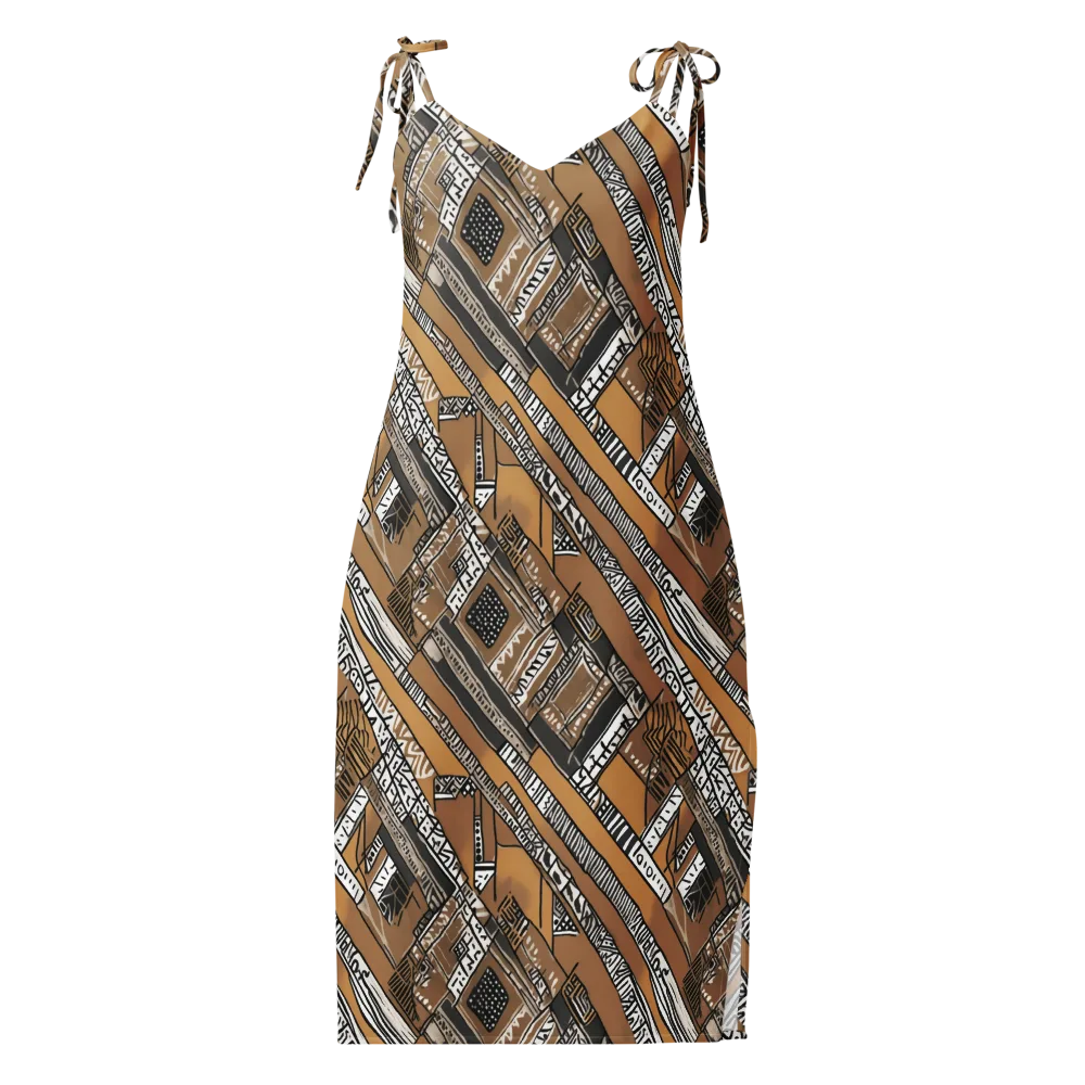 Ochre Cipher on Slip Dress — Front