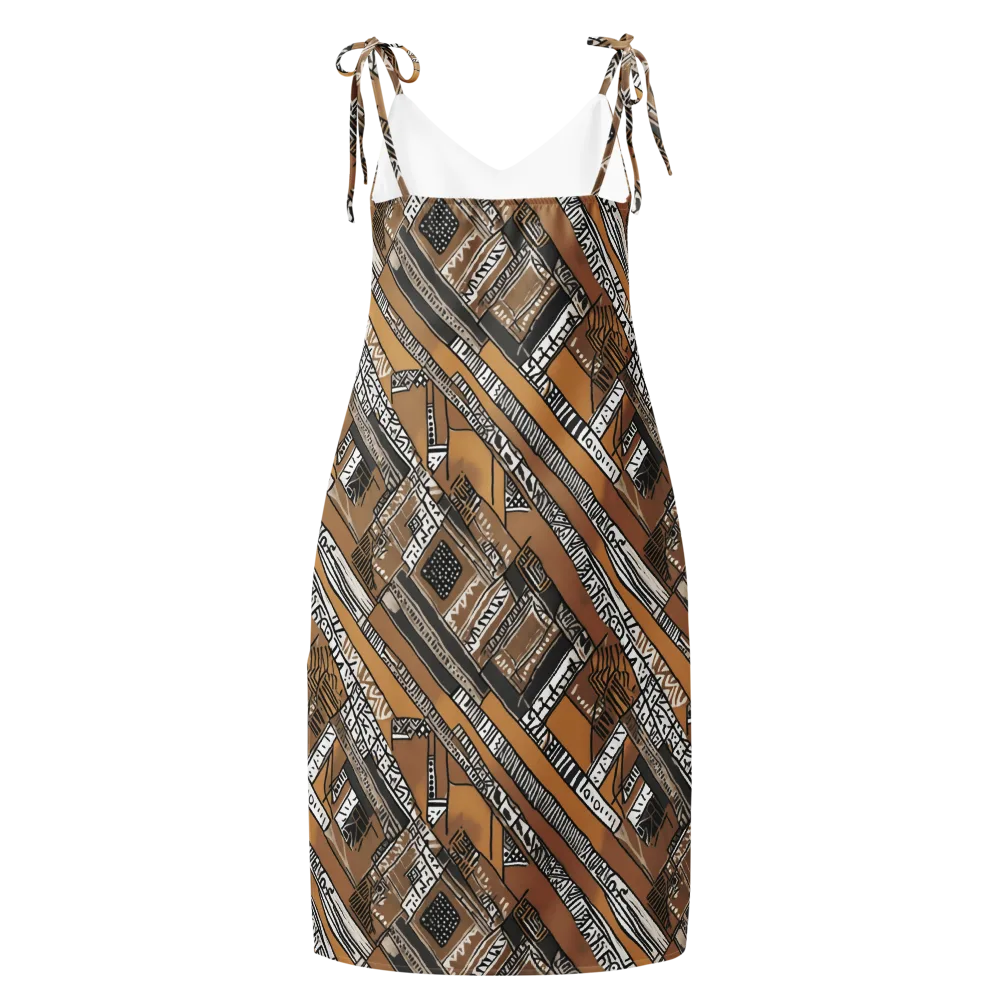 Ochre Cipher on Slip Dress — Back