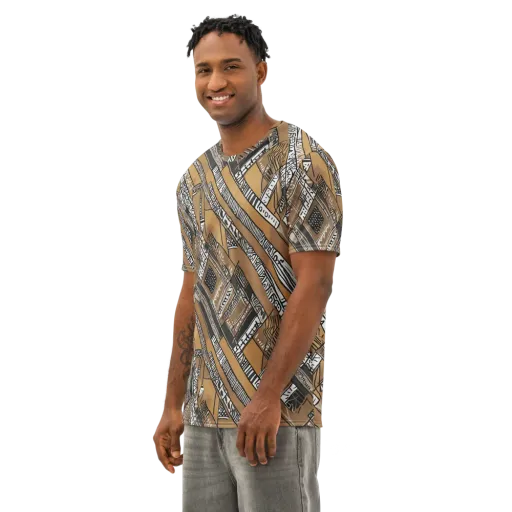 Ochre Cipher on a Men's Cotton Crew Neck T-Shirt