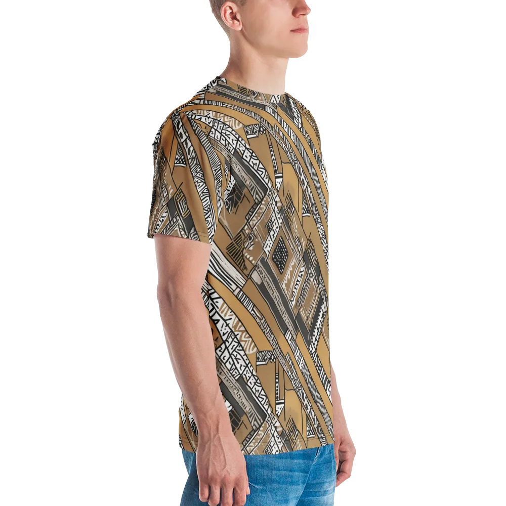 Ochre Cipher on Men's Crew Neck T-Shirt — Right