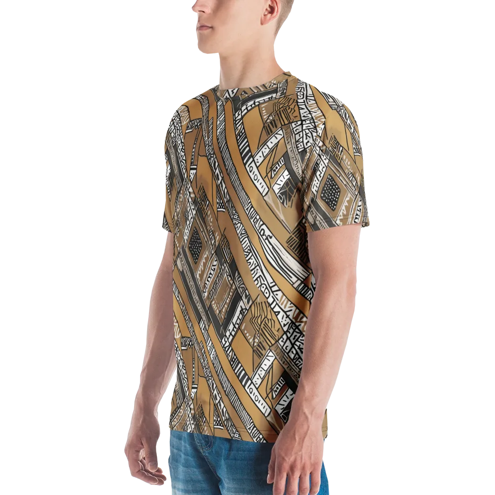 Ochre Cipher on Men's Crew Neck T-Shirt — Left