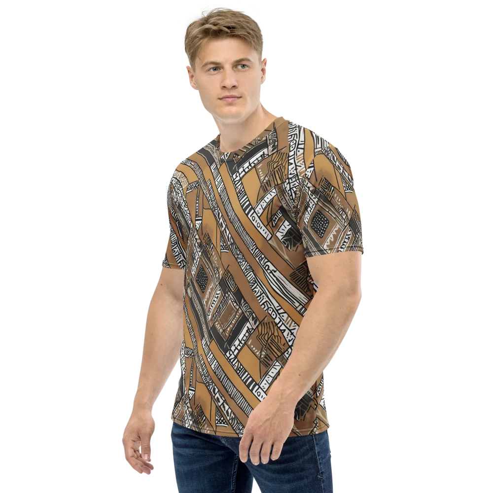 Ochre Cipher on Men's Crew Neck T-Shirt — Left