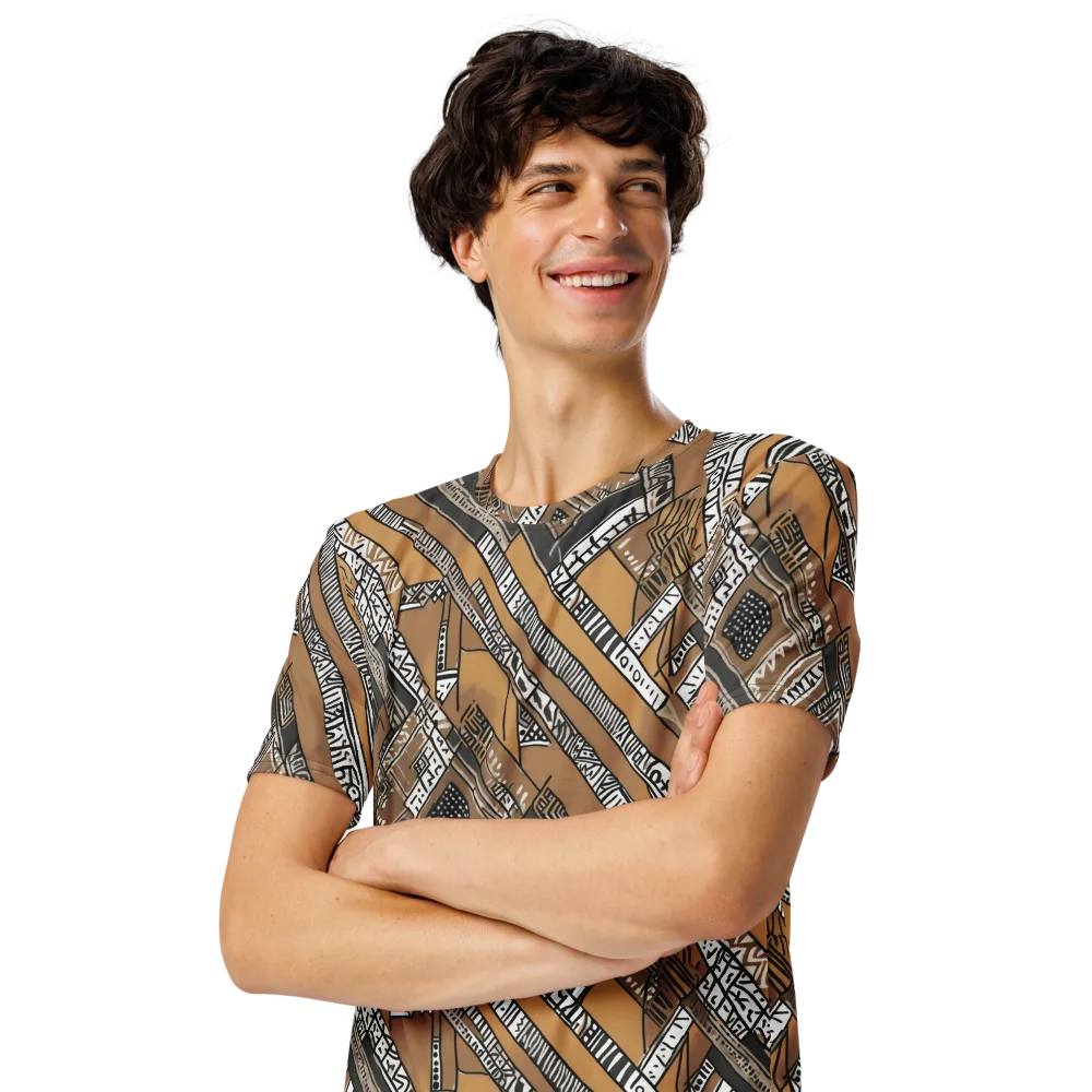 Ochre Cipher on Men's Crew Neck T-Shirt — Left Front