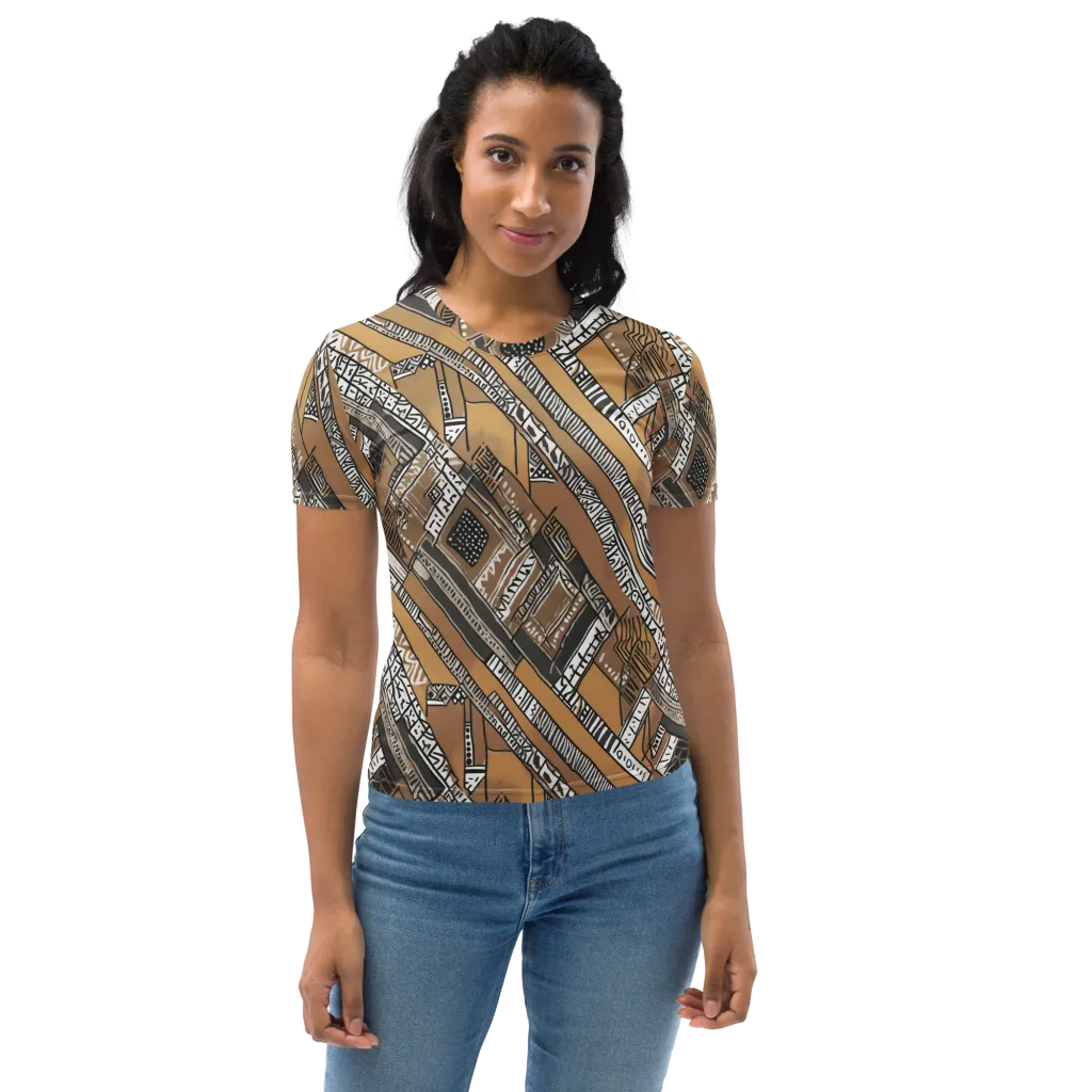 Ochre Cipher on Women's Crew Neck T-Shirt — Front