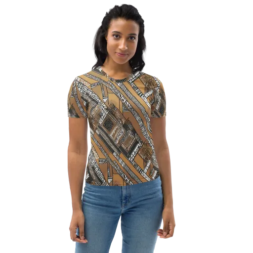 Ochre Cipher on a Women's Crew Neck T-Shirt