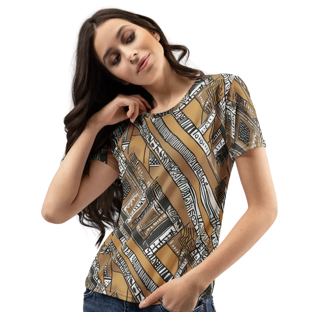 Ochre Cipher on Women's Crew Neck T-Shirt — Left Front