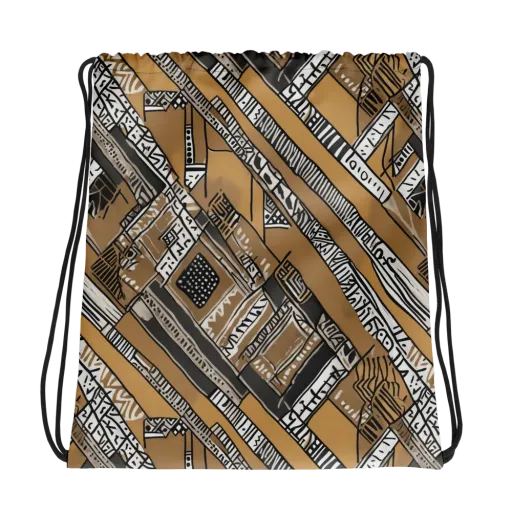 Ochre Cipher on a Drawstring Bag