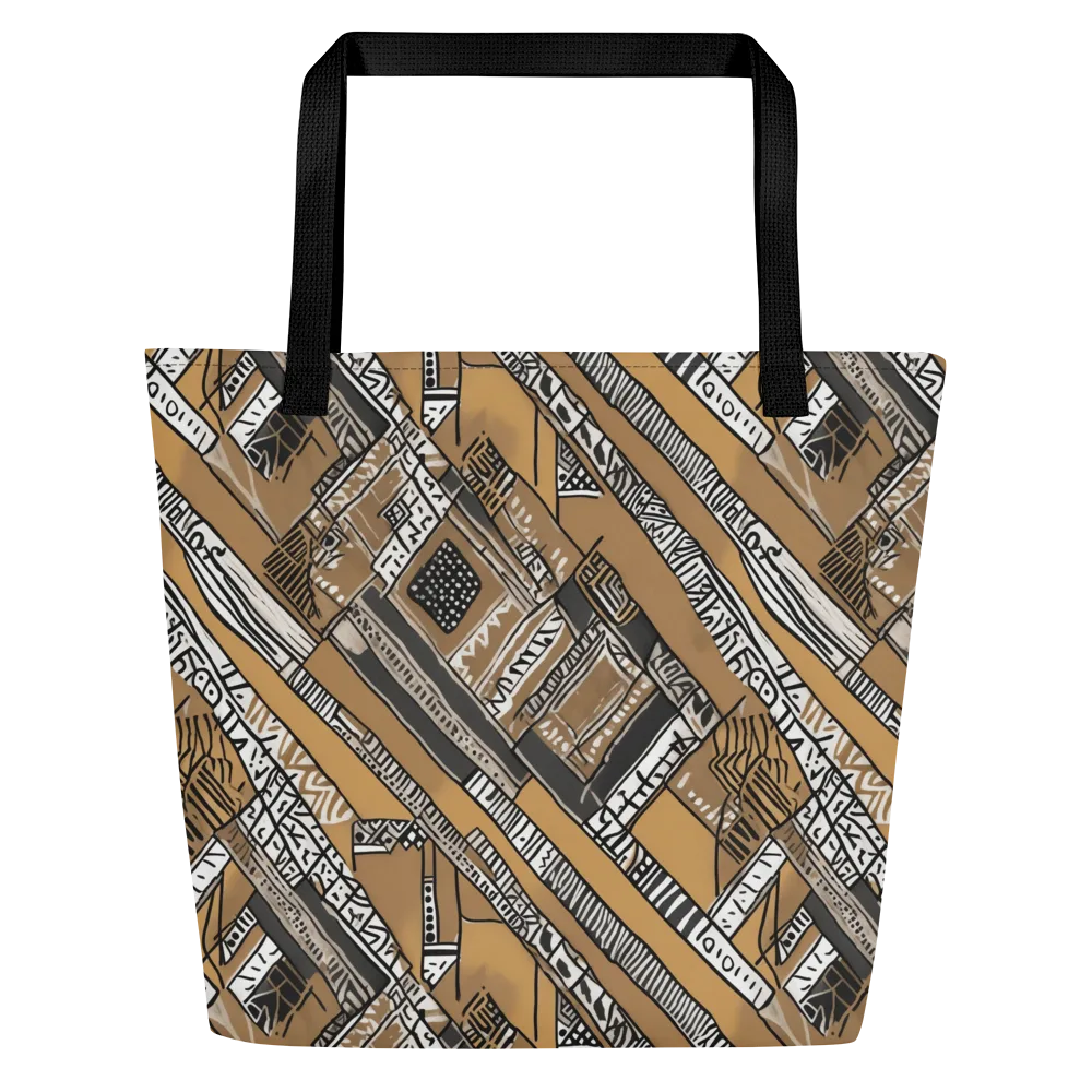 Ochre Cipher on Large Tote Bag W/ Pocket — Front