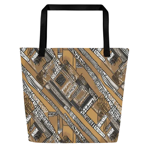Ochre Cipher on a Large Tote Bag W/ Pocket