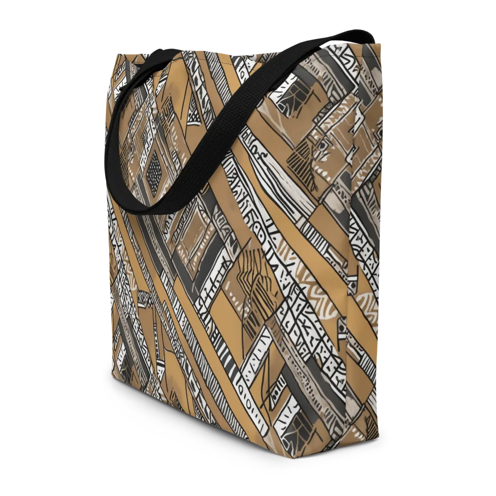 Ochre Cipher on Large Tote Bag W/ Pocket — Front