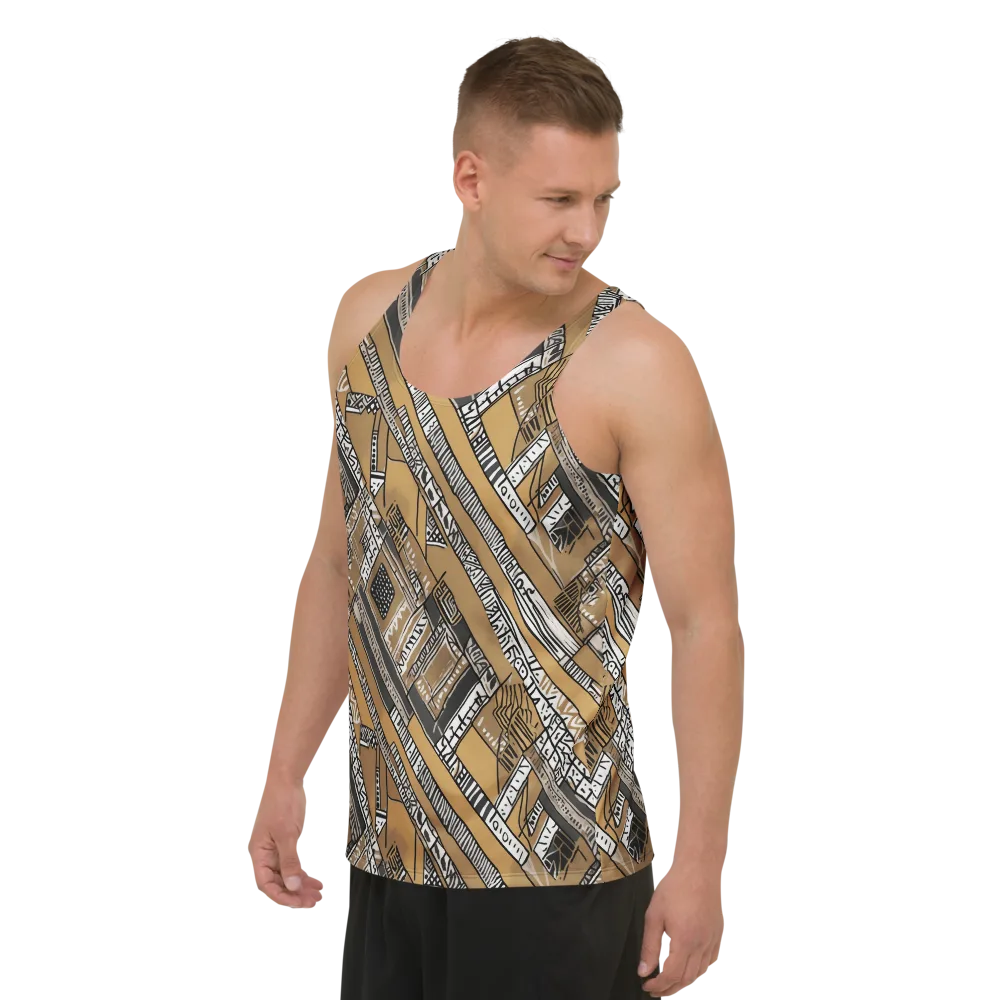 Ochre Cipher on Men's Tank Top — Left Front