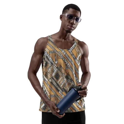 Ochre Cipher on a Men's Tank Top