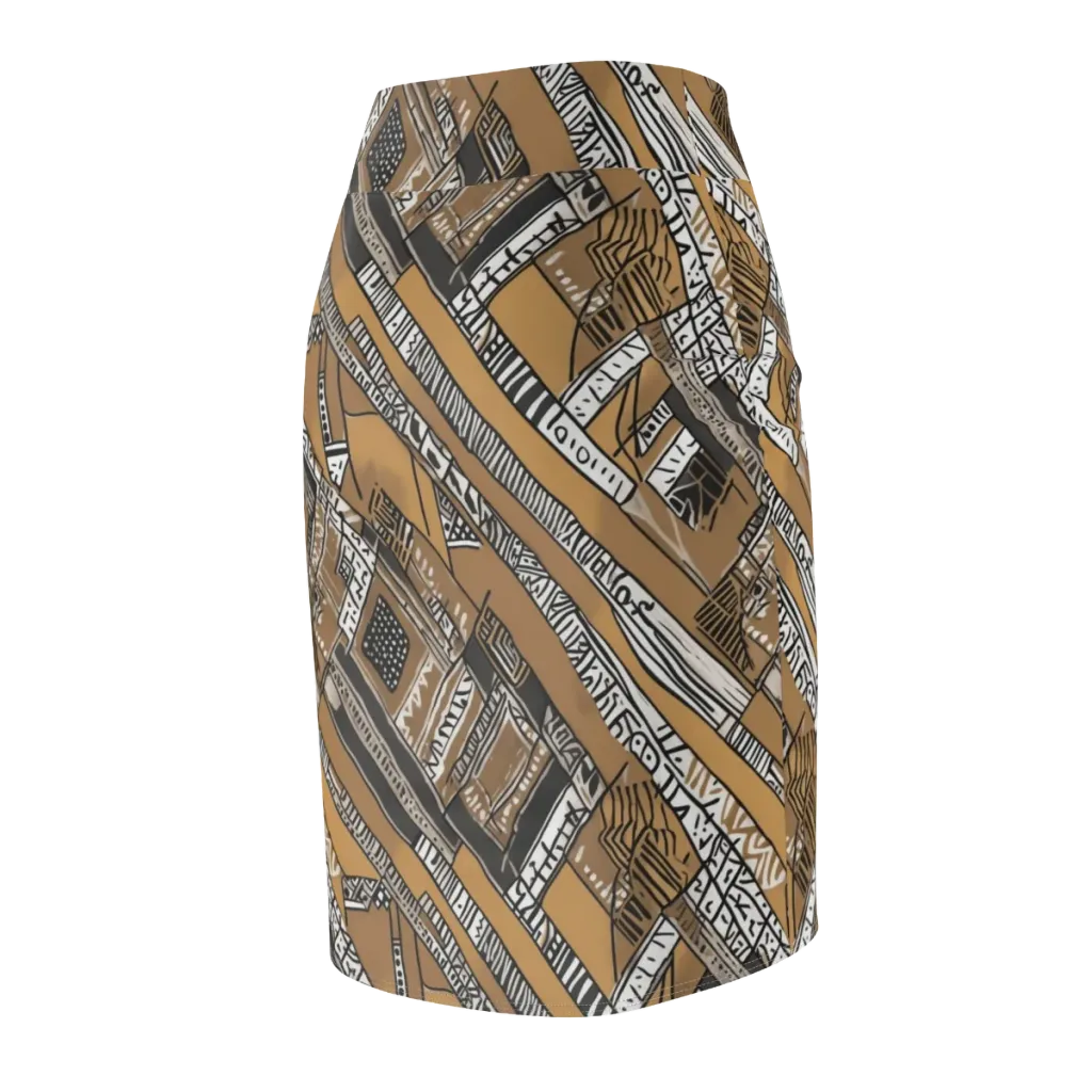 Ochre Cipher on Pencil Skirt — Back Side