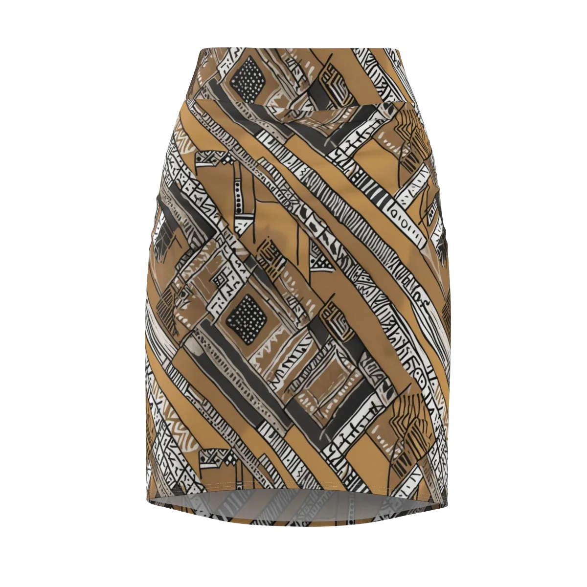 Ochre Cipher on Pencil Skirt — Front