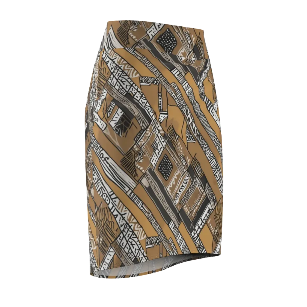 Ochre Cipher on Pencil Skirt — Front Side