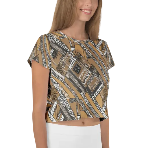 Ochre Cipher on a Crop Tee